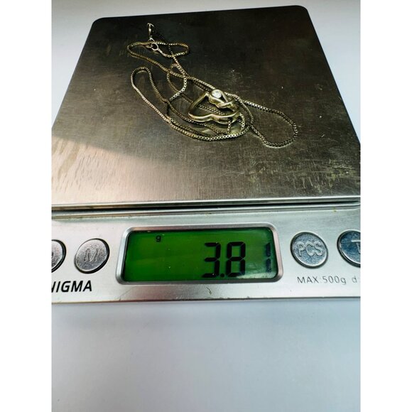 Sterling Silver 925 Heart Pendant Necklace with Round White Crystals, 18" length - Picture 10 of 10